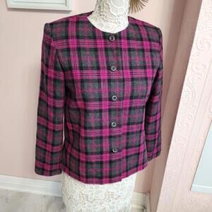 EUC Joan Leslie Petire Pink Black gray blazer jacket vintage 4 Petite P